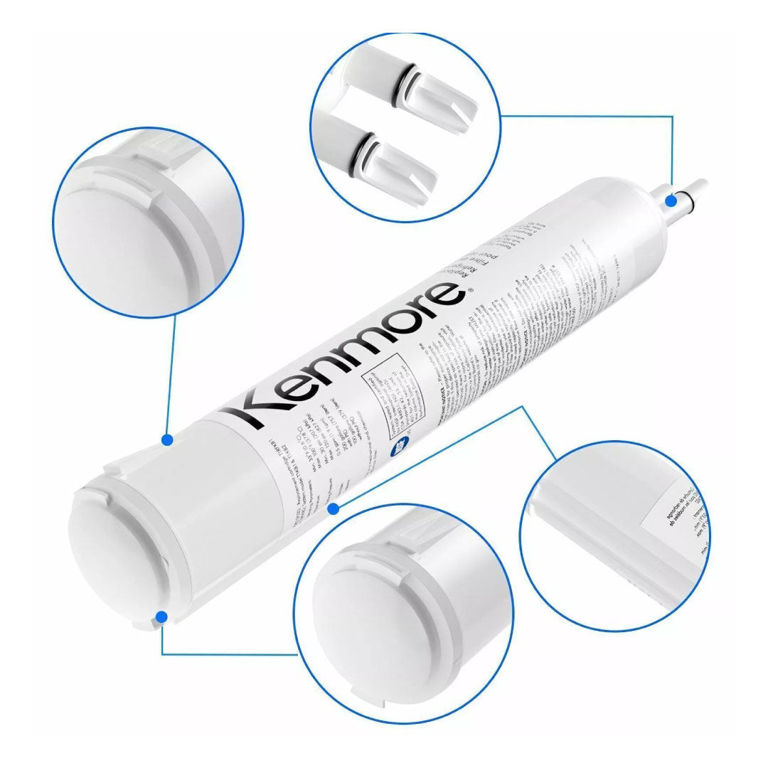 Kenmore 9083 refrigerator water filter design with close-up details of locking mechanism and connectors